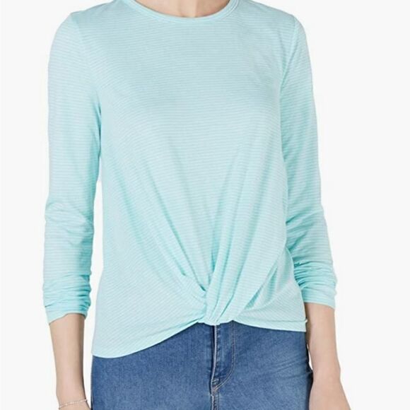 Maison Jules Women's Stripped Knot Front Pulliver Blouse - Picture 1 of 7